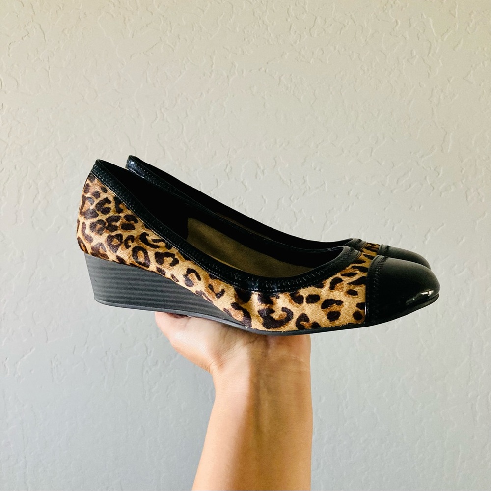 Cole Haan Leopard Print Round Toe Wedge Heels / Size 8.5